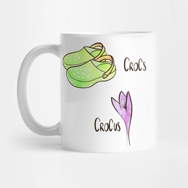 Crocs and Crocus watercolor illustration by nobelbunt